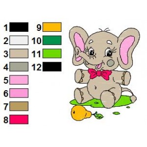 Animal Baby Elephant 02 Embroidery Design